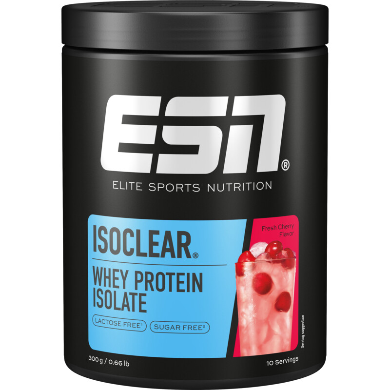 Een afbeelding van ESN Isoclear whey protein fresh cherry