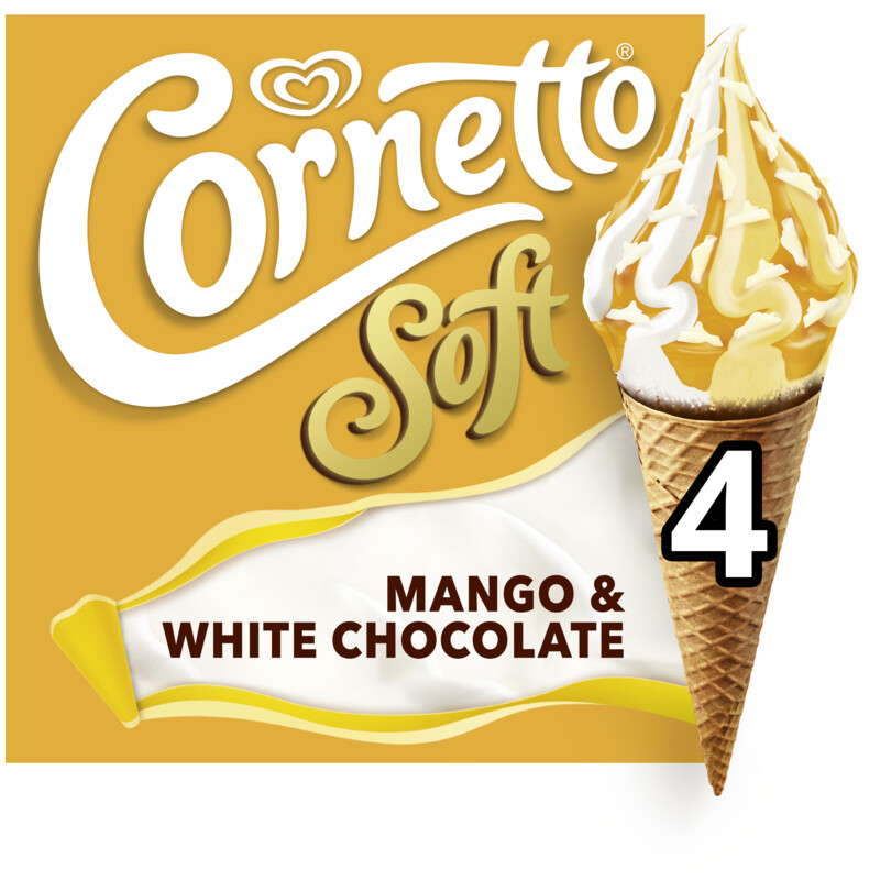 Een afbeelding van Ola Cornetto soft mango & white chocolate