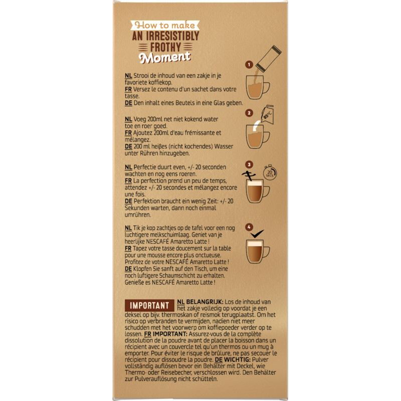 Een afbeelding van Nescafé Amaretto latte oploskoffie