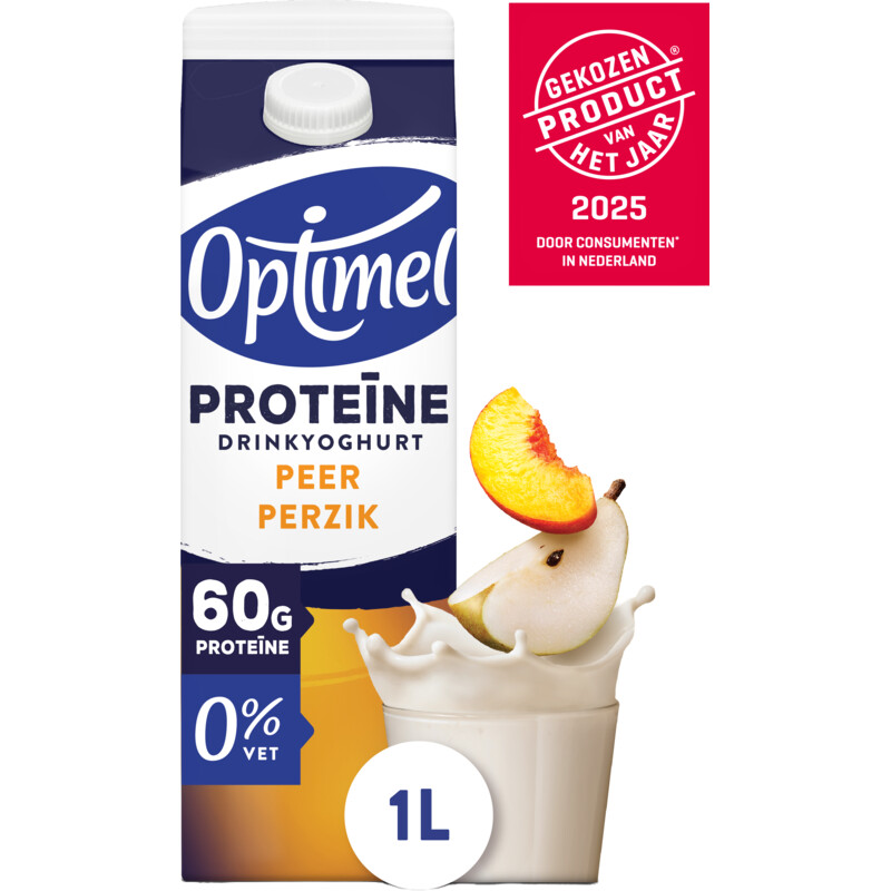 Een afbeelding van Optimel Proteïne drinkyoghurt perzik peer