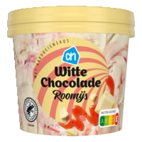 AH Witte chocolade roomijs aardbeiensaus