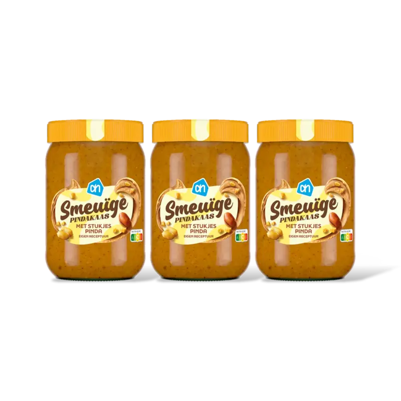 AH Smeuige pindakaas stukjes noot 3-pack