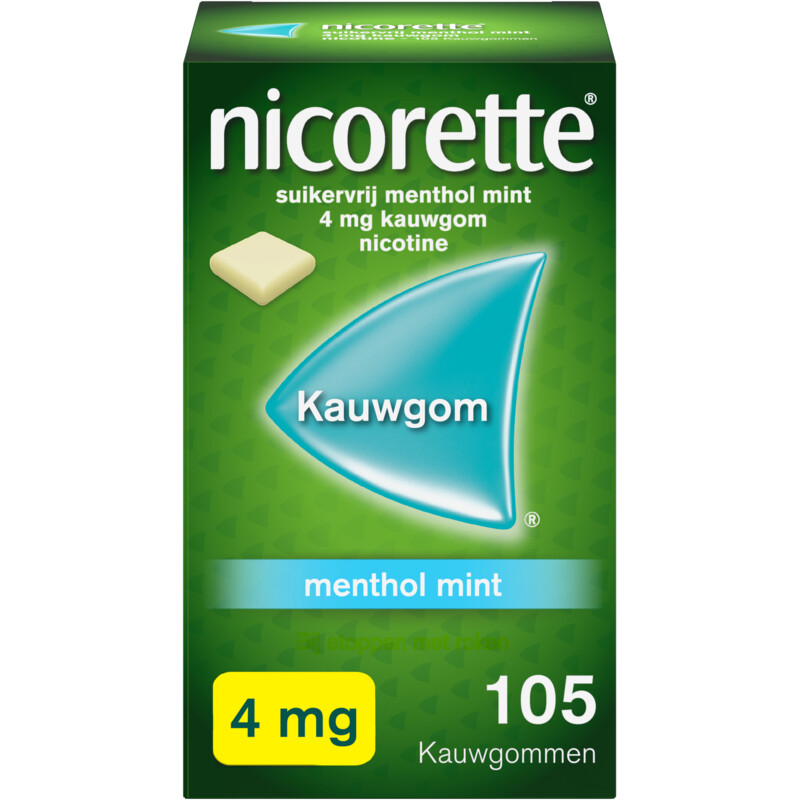 Een afbeelding van Nicorette Menthol mint kauwgom 4mg nicotine
