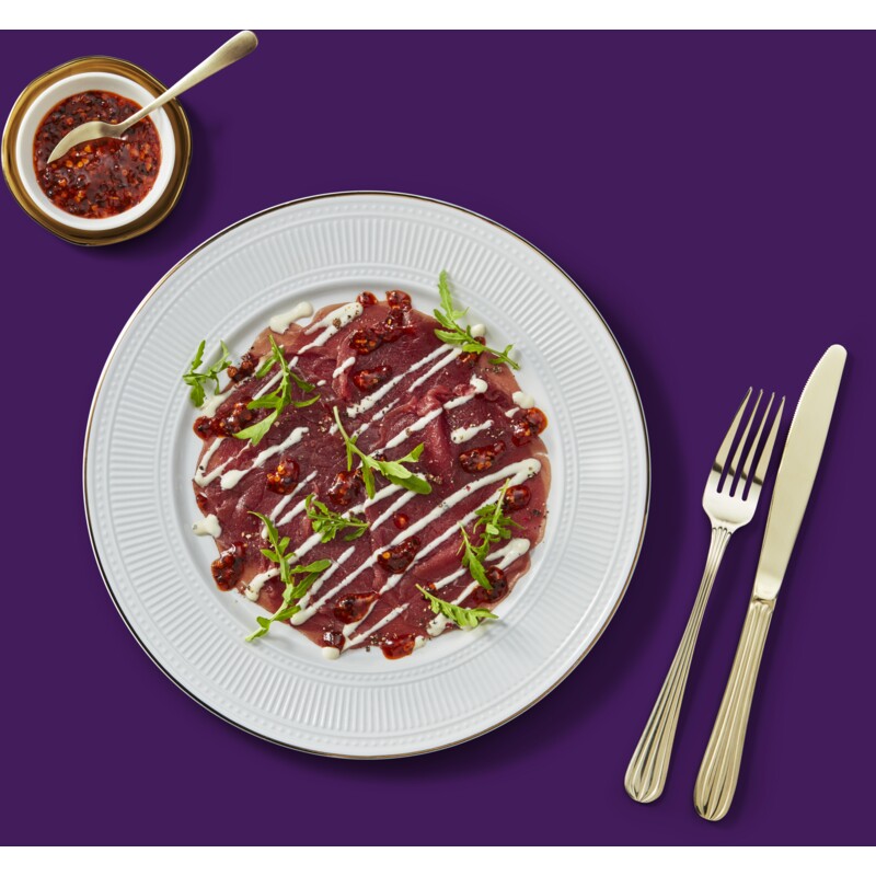 Een afbeelding van AH Greenfields Carpaccio crispy chili oil