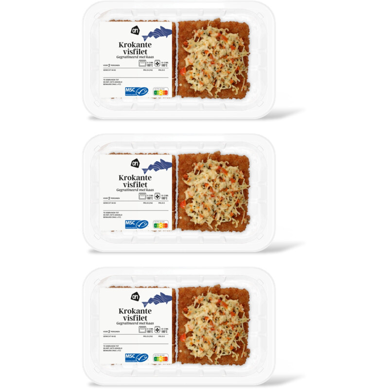 AH Krokante visfilet gegratineerd kaas 3pk
