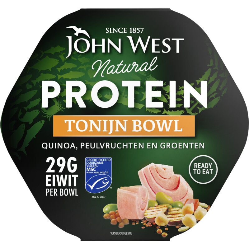 Een afbeelding van John West Protein tonijn bowl quinoa peulvruchten