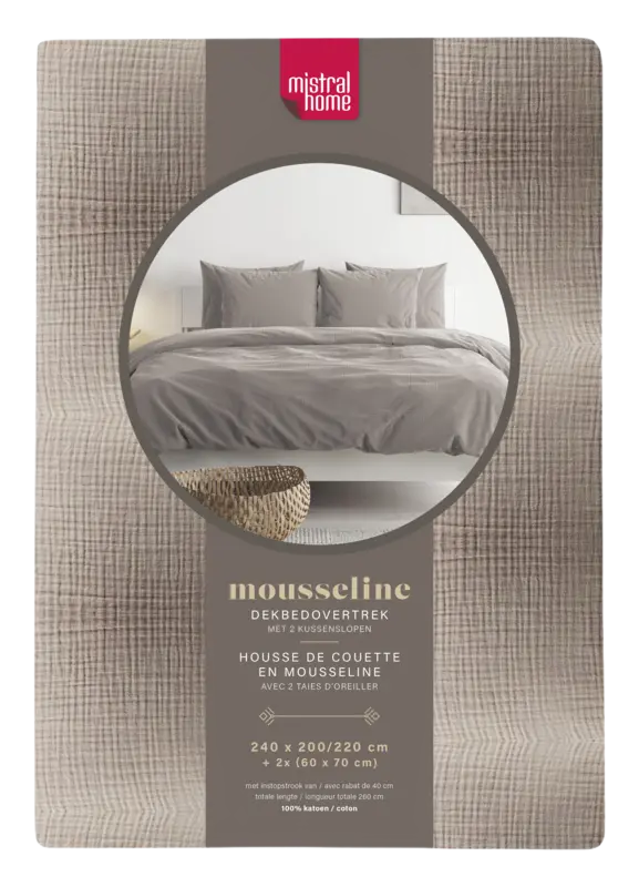 Mistral Home Dekbedovertrek mousseline bruin 2-pers