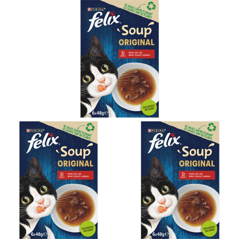 Een afbeelding van Felix Soup original met rund kip lam 3-pack