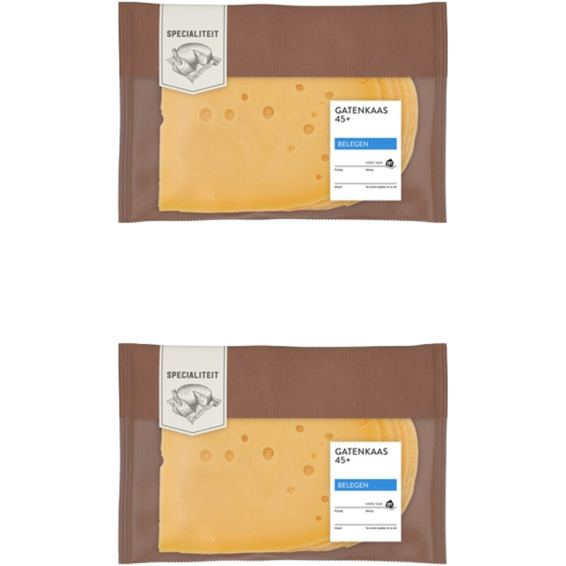 Een afbeelding van AH Gatenkaas belegen 45+ plakken 2-pack
