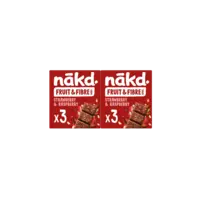 Nakd Fruit & fibre bars strawb rasp 2-pack