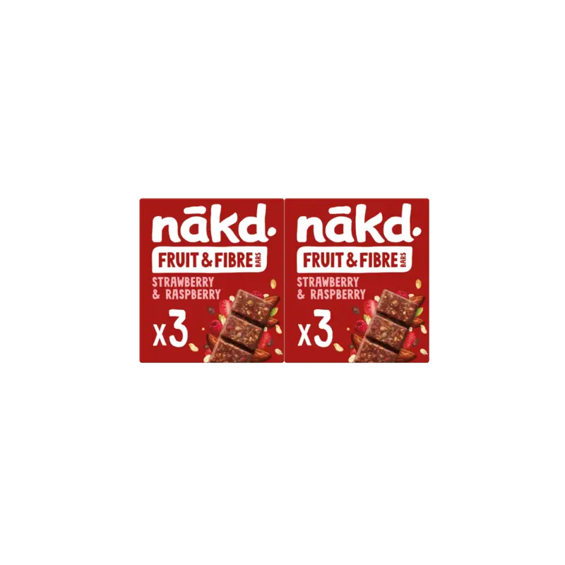 Nakd Fruit & fibre bars strawb rasp 2-pack