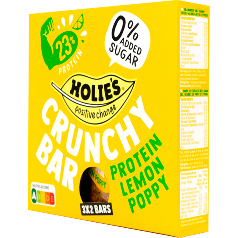 Een afbeelding van Holie's Crunchy bar protein lemon poppy