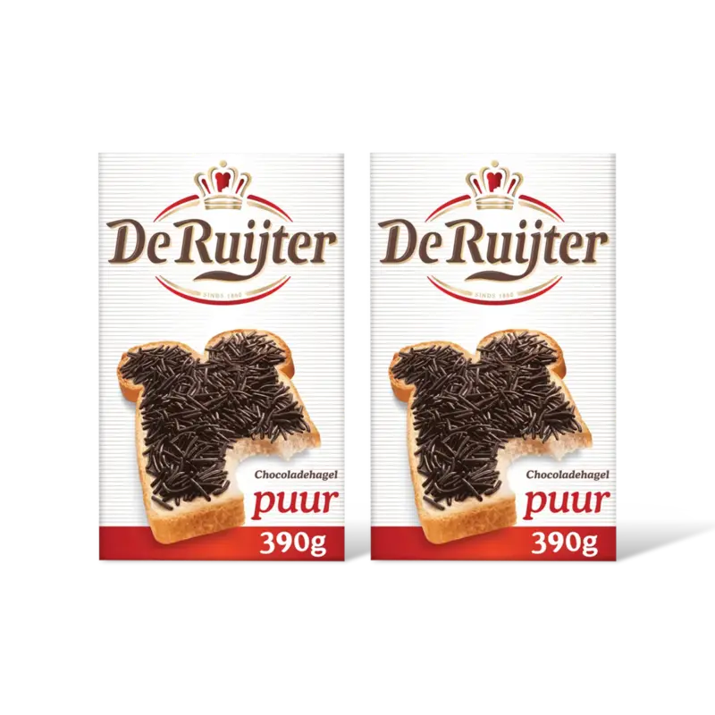 De Ruijter Chocoladehagel puur 2-pack