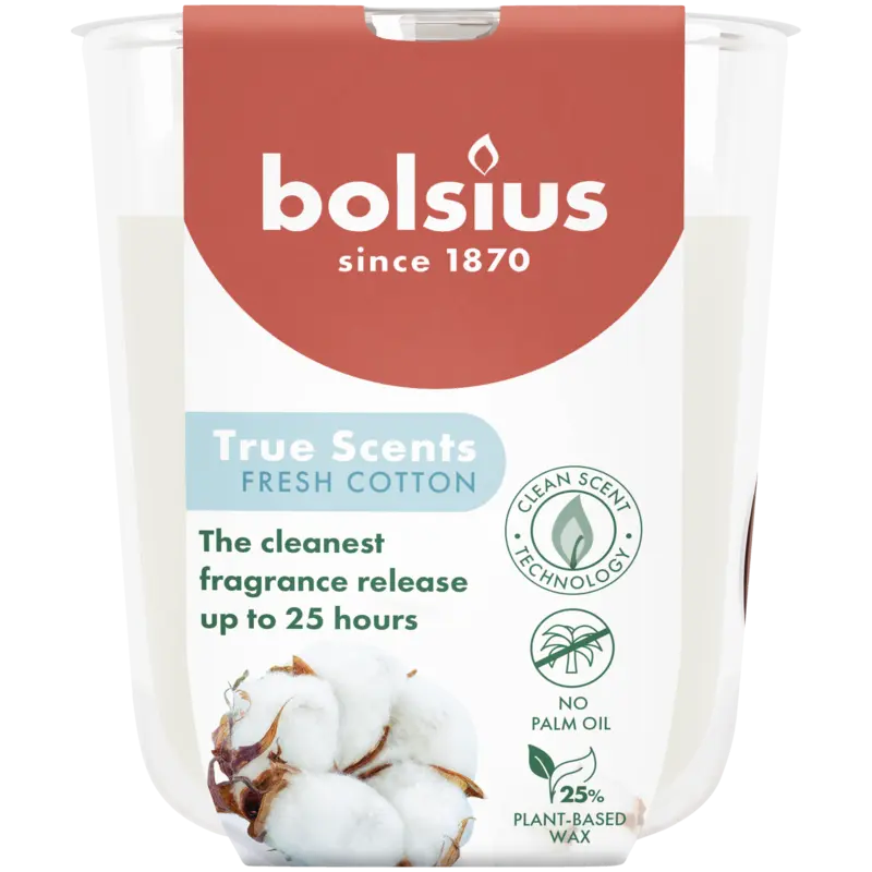 Bolsius True scents geurglas fresh cotton 8cm