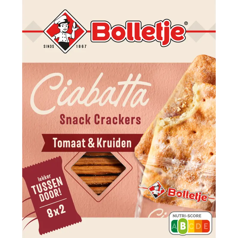 Bolletje Ciabatta crackers tomaat & kruiden