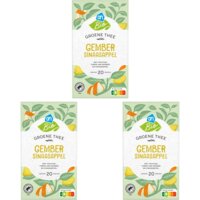Een afbeelding van AH Biologisch Groene thee gember sinaasappel 3-pack