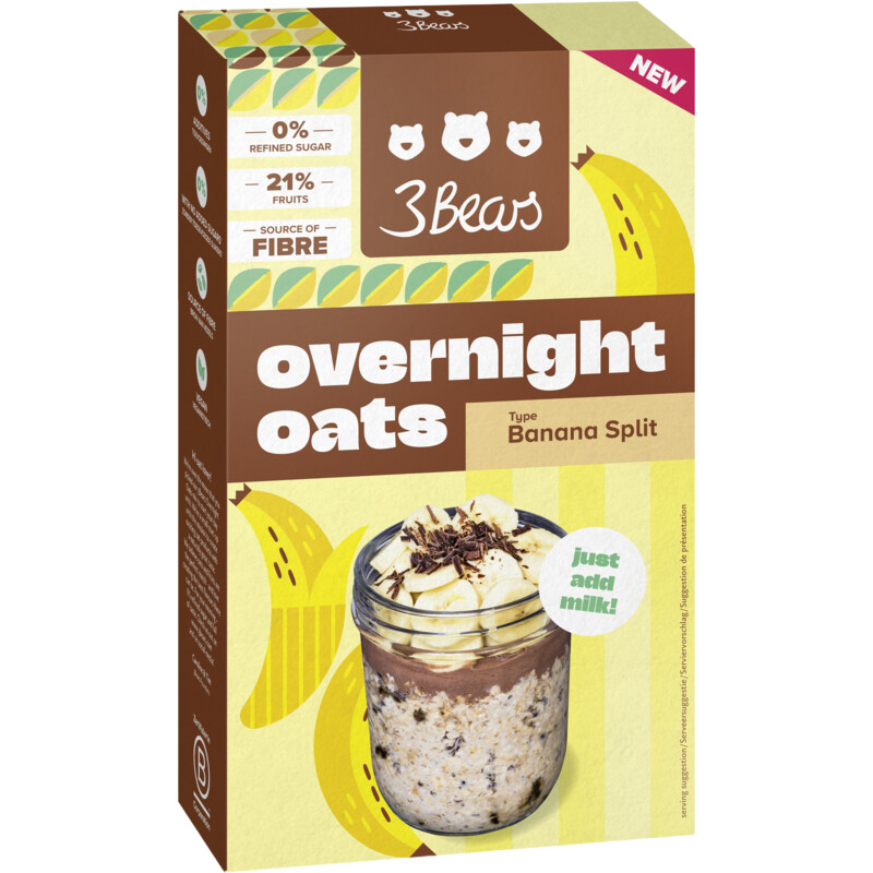 Een afbeelding van 3Bears Overnight oats banana split