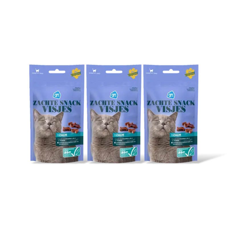 Zachte snack visjes met zalm 3-pack