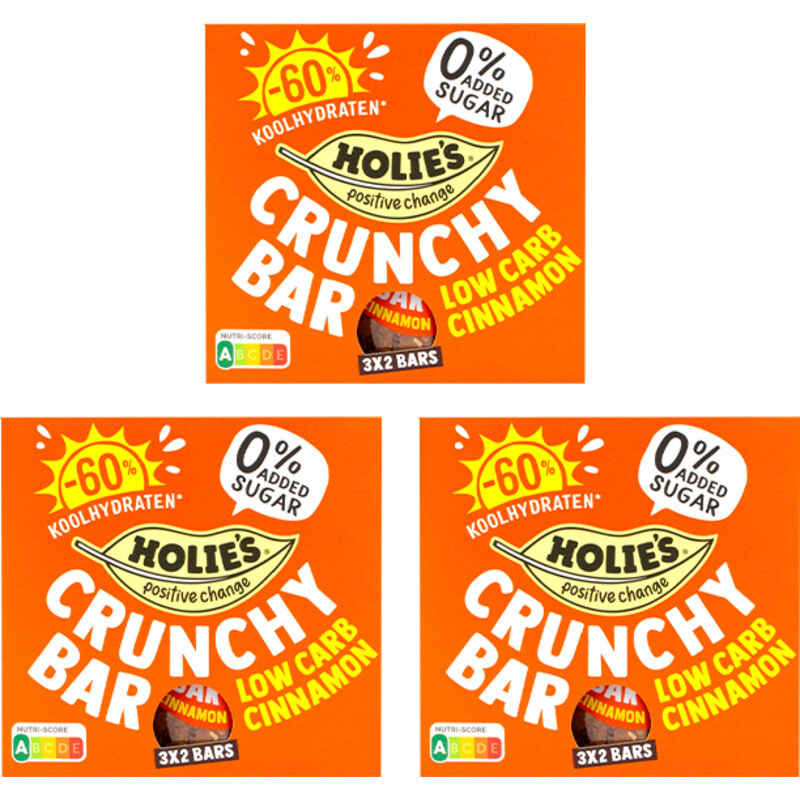 Een afbeelding van Holie's Crunchy bar low carb cinnamon 3-pack