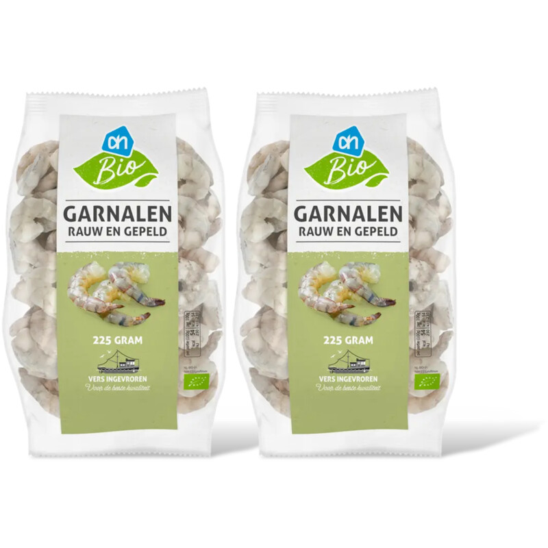 AH Biologisch Garnalen rauw en gepeld 2 pack