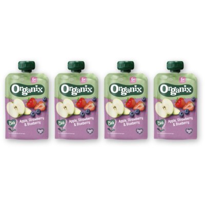 pdp-image-Organix Knijpfruit appel, aardbei,bosbes 6m+ 4pk