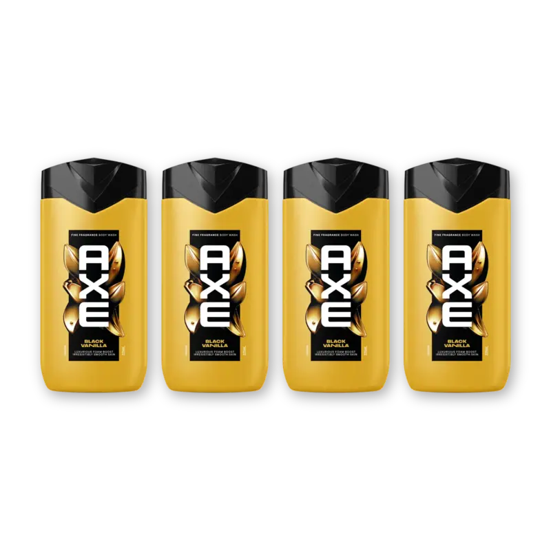 Axe Black vanilla + fine fragrance sg 4-pack