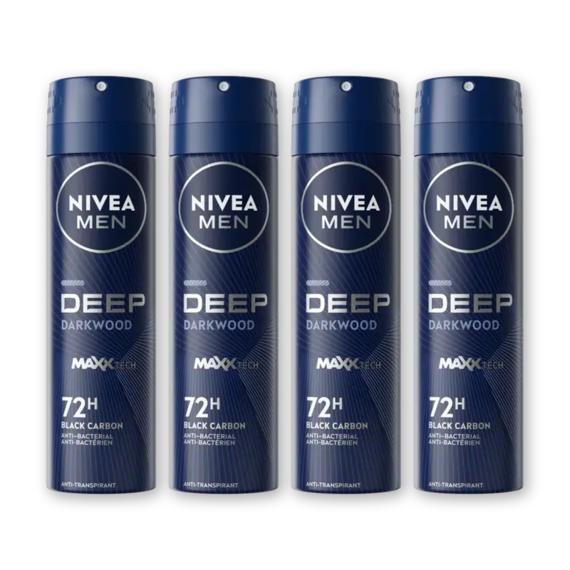 NIVEA Men deep black carbon anti-transp 4-pack