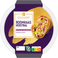 Een afbeelding van AH Excellent Roomkaas kerstbal pistache cranberry