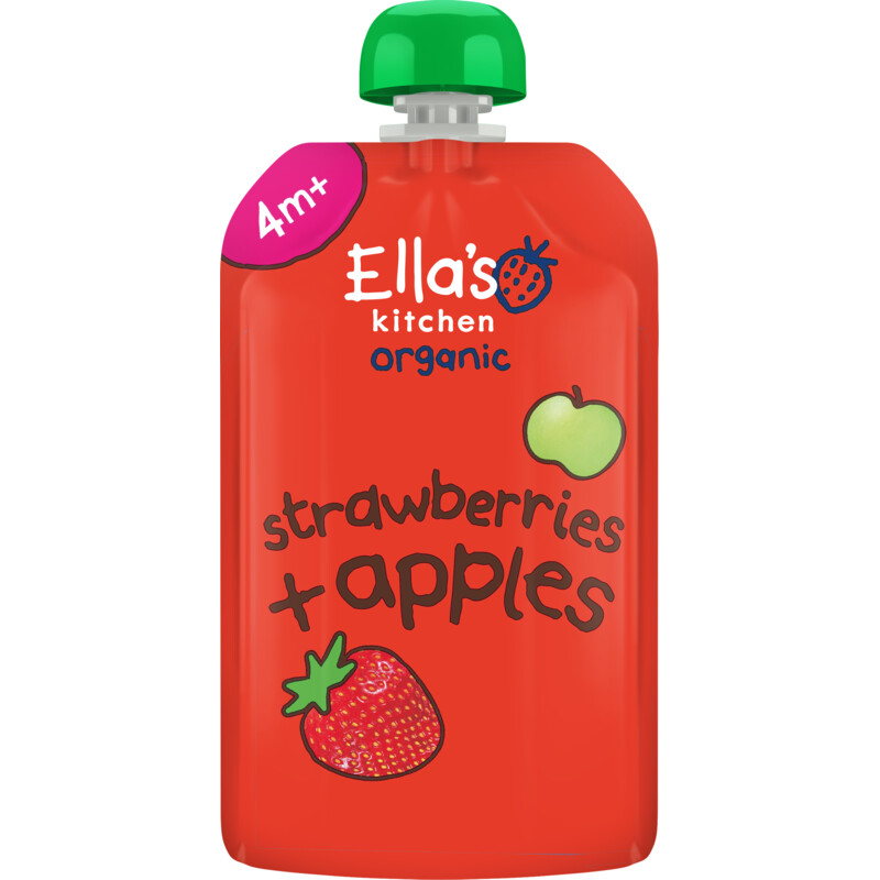 Een afbeelding van Ella's kitchen Aardbeien + appels 4m+ bio