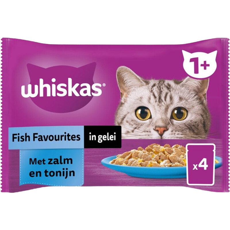 Een afbeelding van Whiskas 1+ fish favourites met zalm tonijn