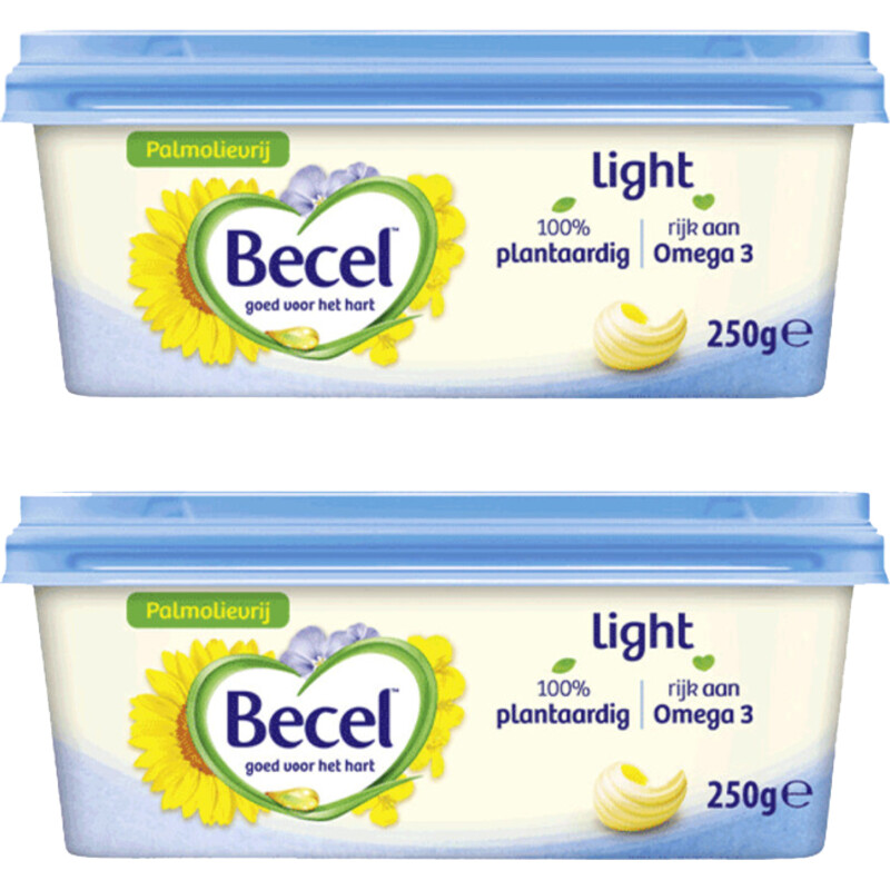 Een afbeelding van Becel Light palmolievrij 250 gram 2-pack