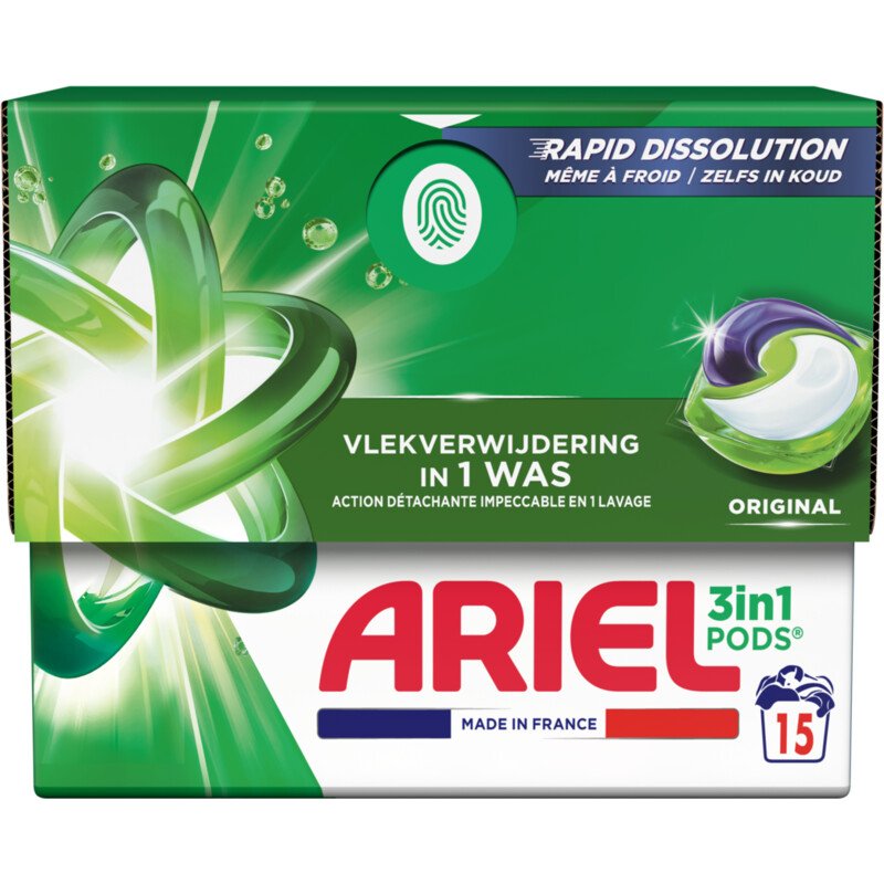Een afbeelding van Ariel 3-in-1 pods original wasmiddelcapsules