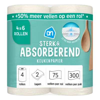 pdp-image-AH Keukenpapier sterk & abs 4=6 rollen