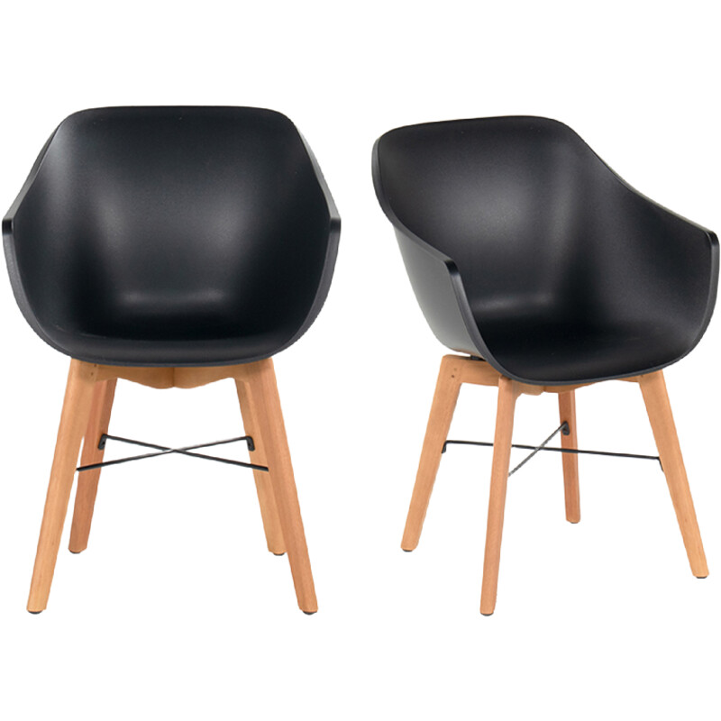 Een afbeelding van Hartman Tuinstoel royal hout mat zwart 2x