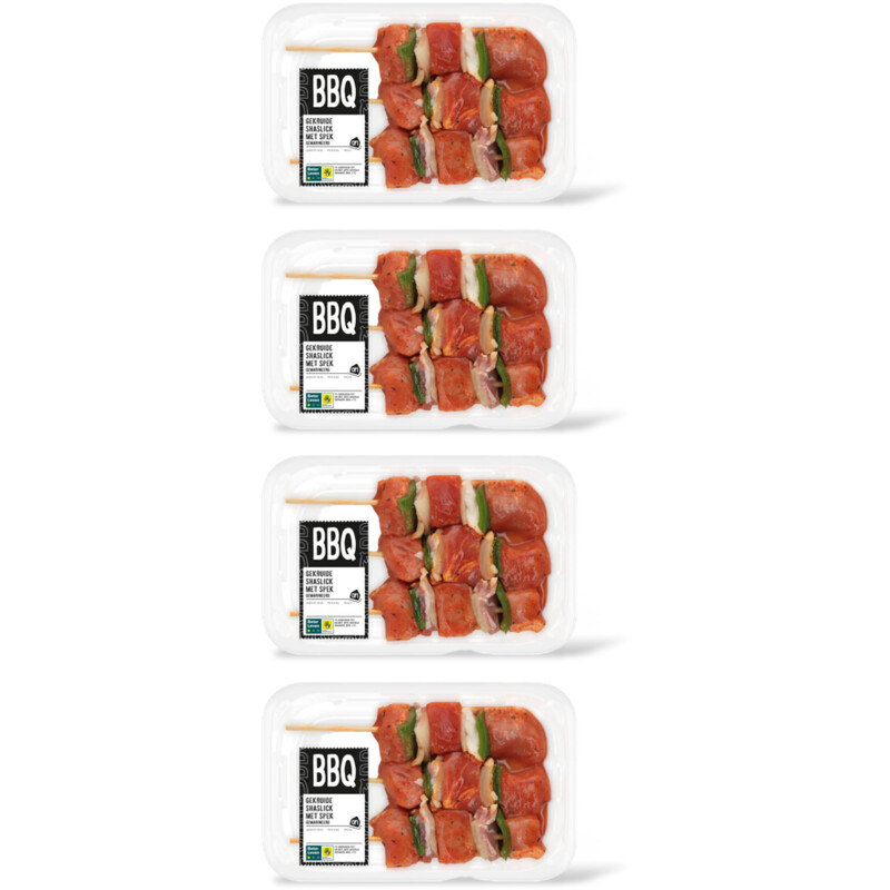 AH BBQ gekruide shaslick met spek 4-pack