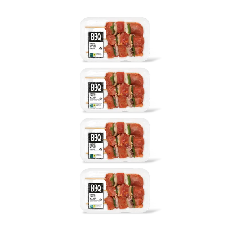 BBQ gekruide shaslick met spek 4-pack