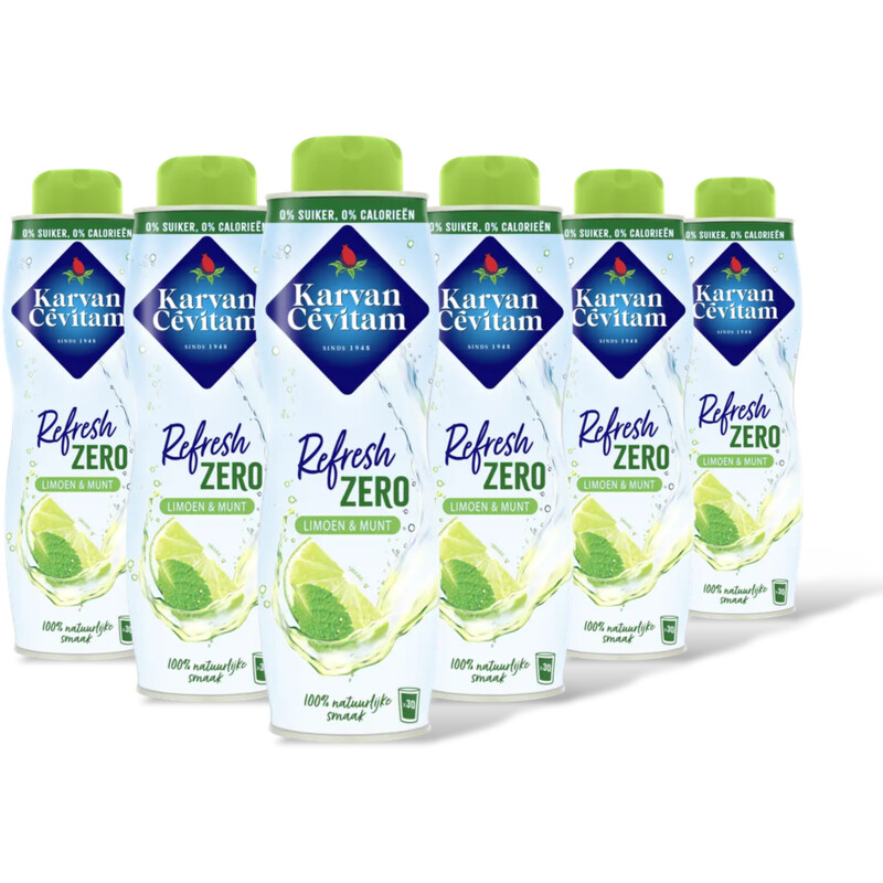 Karvan Cévitam Refresh Zero limoen & munt siroop 6-pack