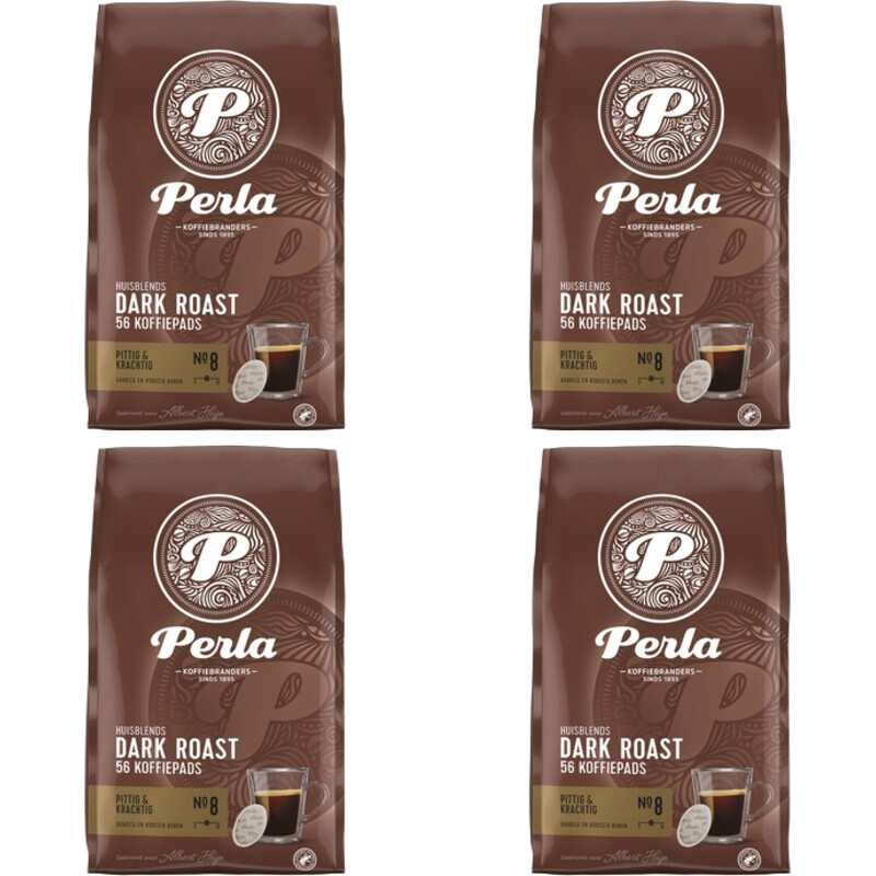 Een afbeelding van Perla Huisblends Dark roast koffiepads 4-pack