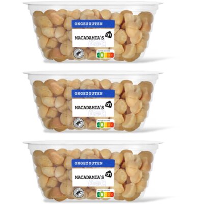 AH Ongezouten macadamia's geroosterd 3-pack