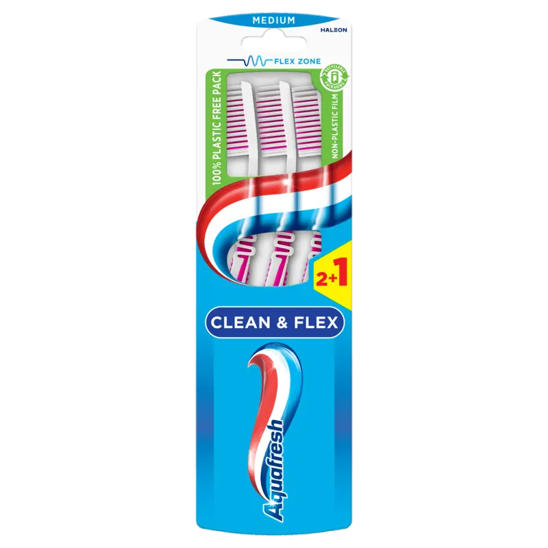 Clean&Flex Medium dagelijkse Tandenborstel 2+1 gratis, in 100% plasticvrije verpakking