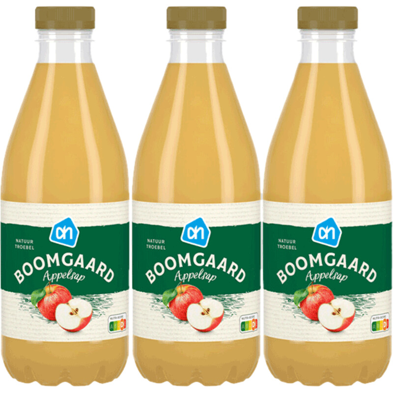 Een afbeelding van AH Boomgaard appelsap 3-pack