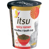 Een afbeelding van Itsu Spicy ramen noodles & broth cup