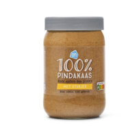 Een afbeelding van AH 100% Pindakaas met stukjes pinda