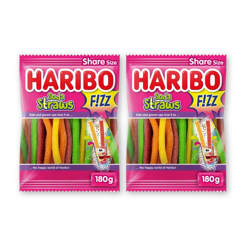 Haribo Soda straws f!zz zuur 2-pack