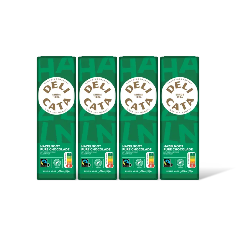 Delicata Reep pure chocolade hazelnoot 4-pack