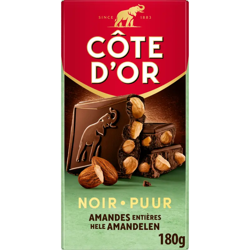 Chocoladereep puur met hele amandelen