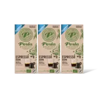Perla Biologisch Espresso dark capsules 3-pack