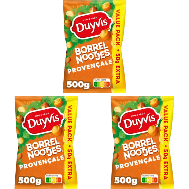 Een afbeelding van Duyvis Borrelnootjes provencale 3-pack