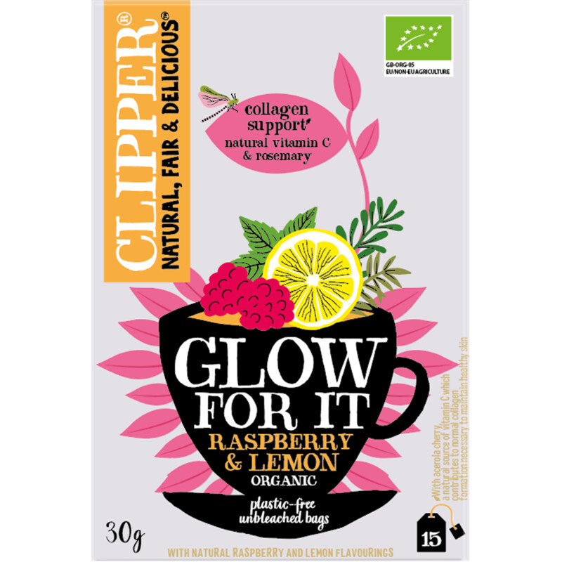 Clipper Glow for it raspberry & lemon