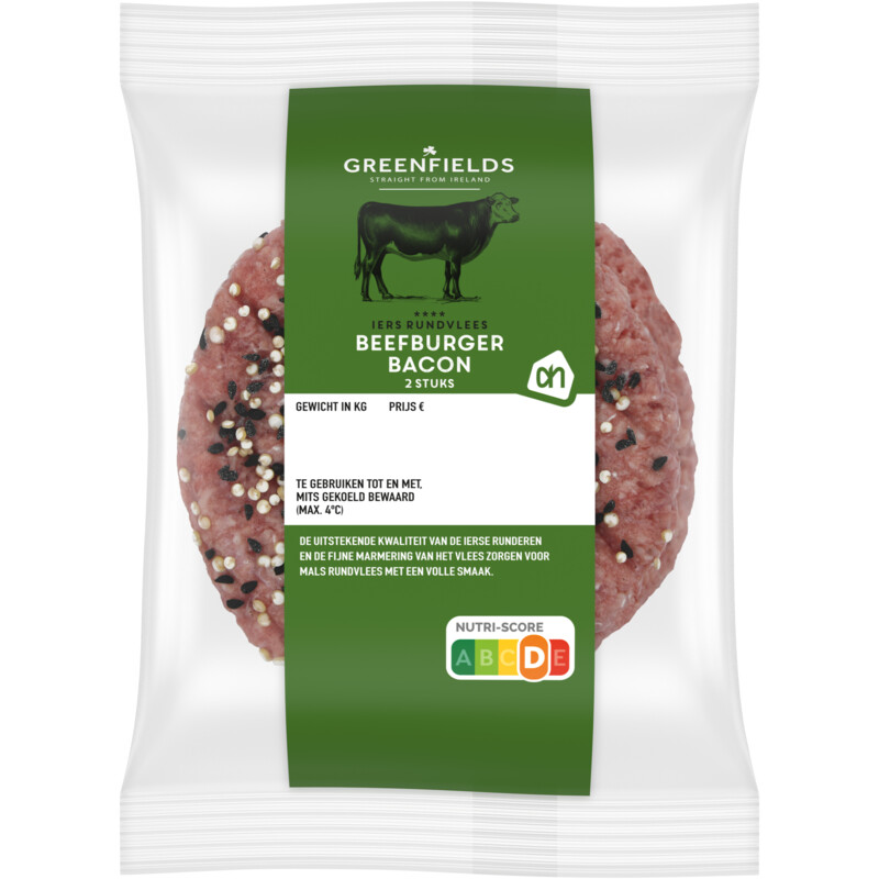 AH Greenfields Beefburger bacon 2 stuks